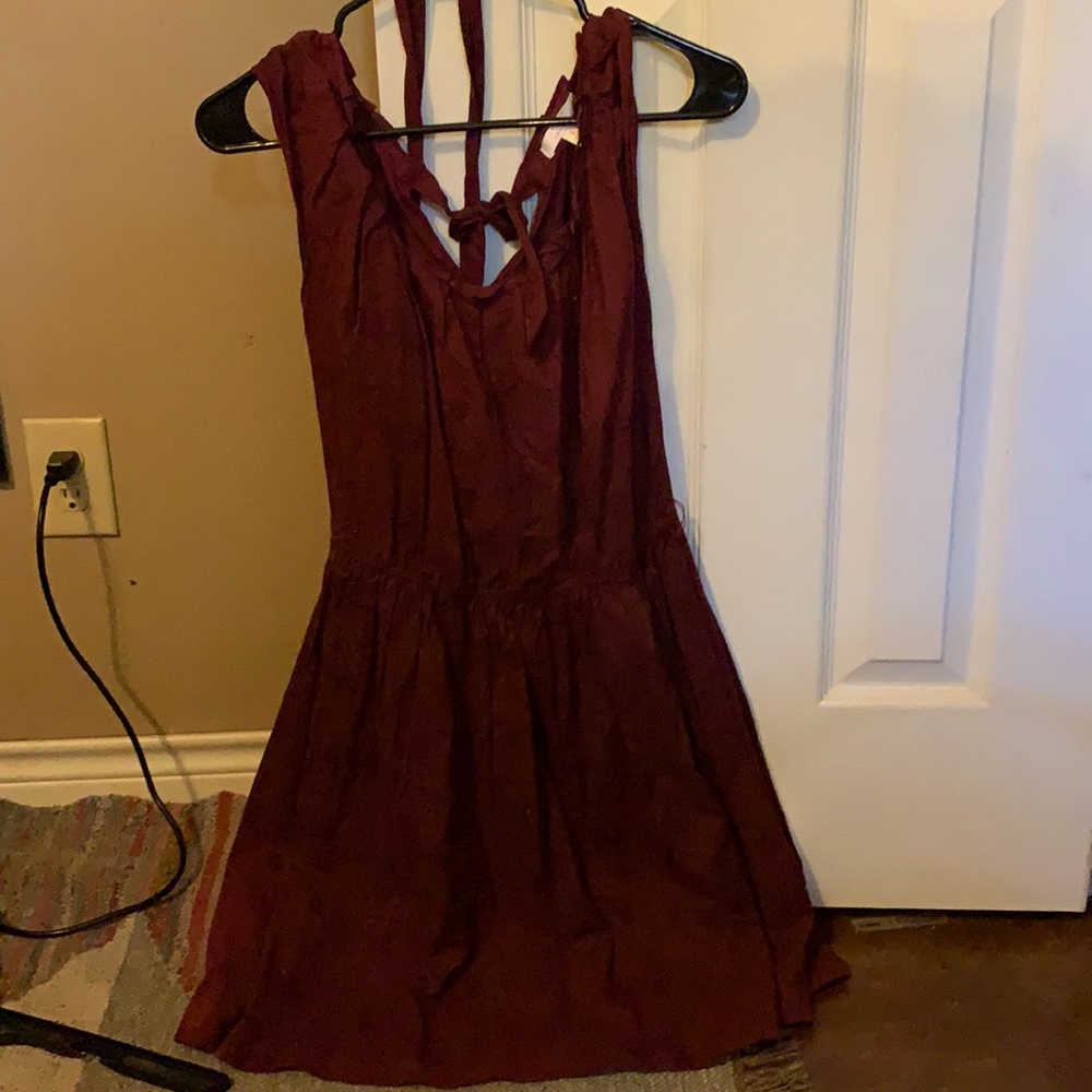 Maroon floral print dress